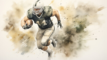 rugby player in action colorful water color background