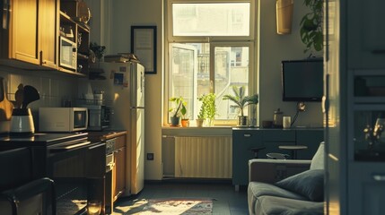 Fototapeta premium Comfortable living space with natural light. Ideal for home decor or real estate concepts