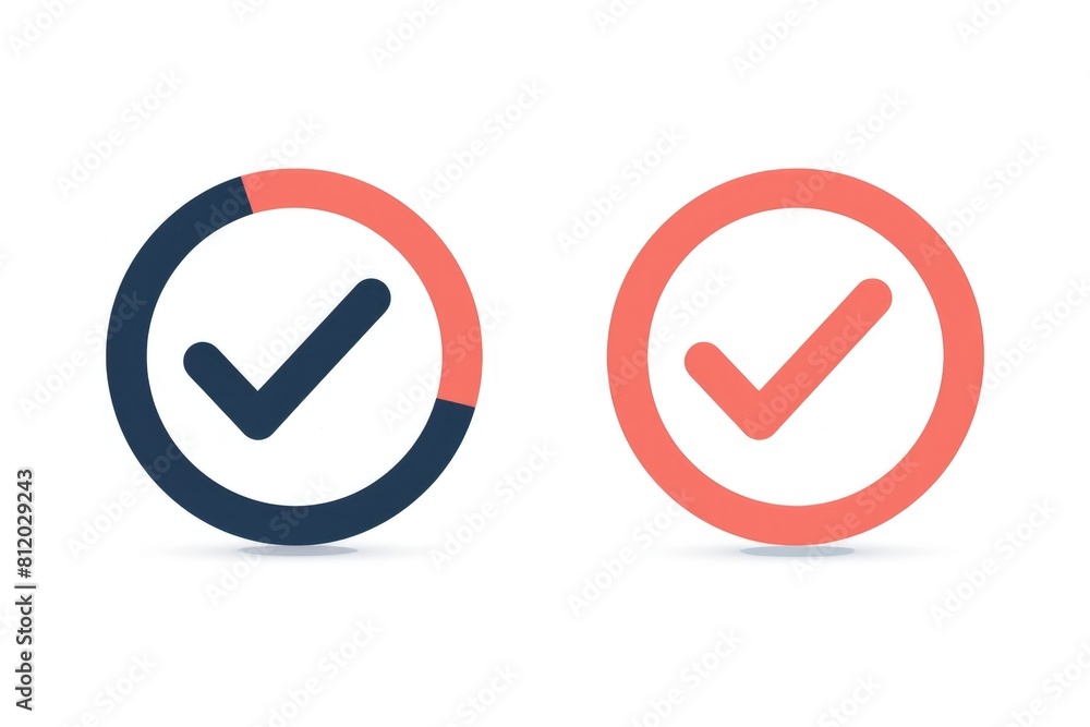 Poster simple check mark and tick symbol on a white background, suitable for various business and education