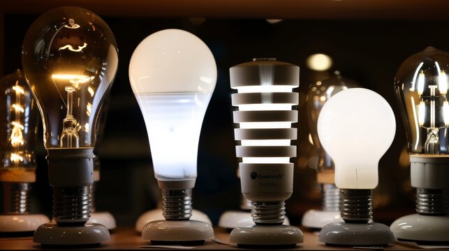 Compact fluorescent lamps (CFLs) next to traditional bulbs to show energy efficiency