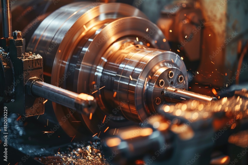 Poster close up of a machine emitting sparks, suitable for industrial concepts