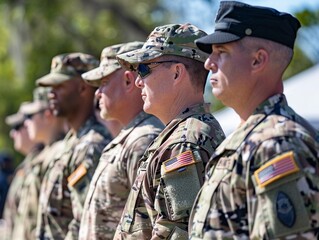 Fototapeta premium First responders and military personnel coming together for a joint service on Patriot Day