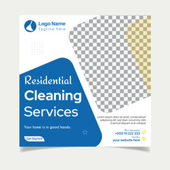 Cleaning service social media post design template