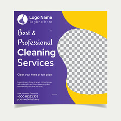 Cleaning service social media post design template