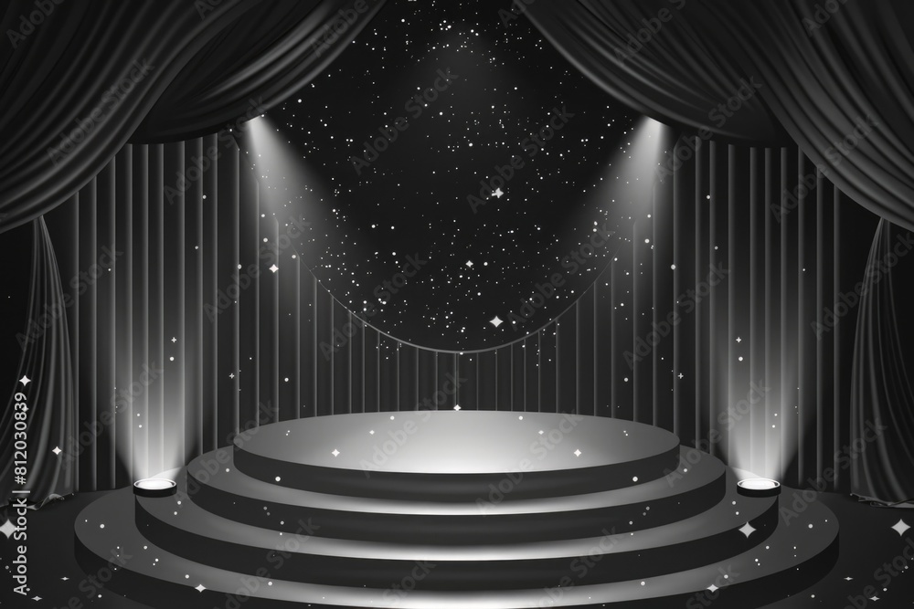 Aufkleber a stage with a curtain and spotlights. great for theater and performance concepts