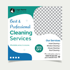 Cleaning service social media post design template