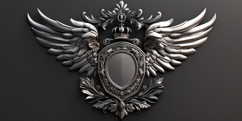 A large silver mirror with a crown on top. Perfect for luxury and royal themed designs