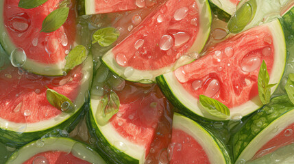 Juicy Summer Delight: Vibrant Slices of Fresh Watermelon Under Natural Light