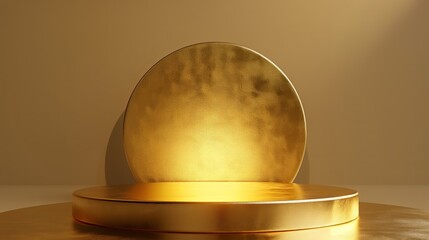 Elegant Golden Podium Stage for Prestigious Product Display