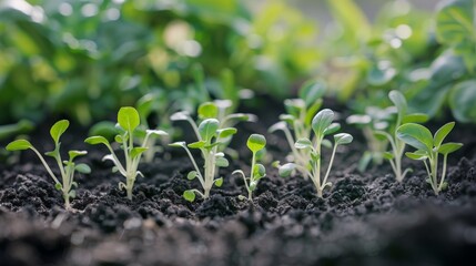Sprouting vegetable seeds in fertile soil, symbolizing growth