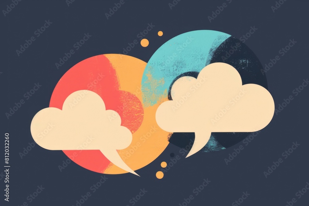 Fototapete Two speech bubbles sitting next to each other. Suitable for various communication concepts