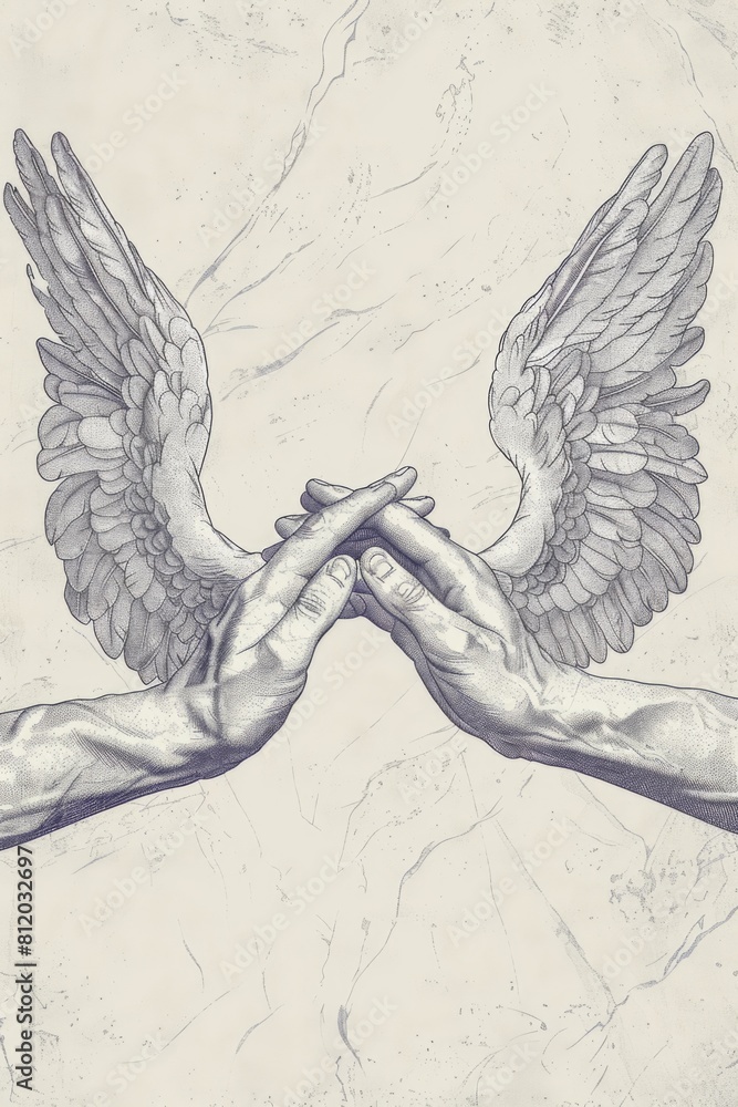 Poster Simple and meaningful drawing of two hands touching, suitable for various concepts and designs