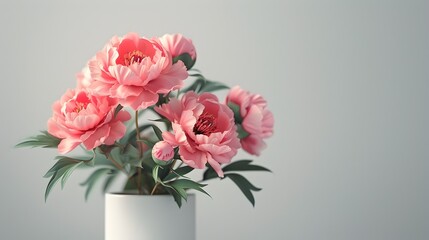 Lush Pink Peonies Softly Suspended in Elegant Minimalist Composition