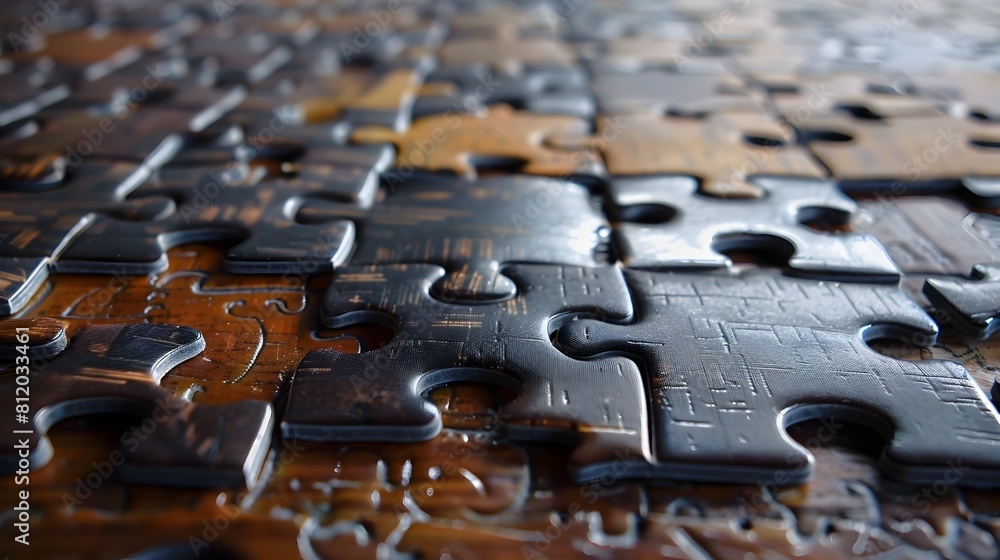 Poster puzzle board missing pieces symbolizing need for innovation and problem-solving in business