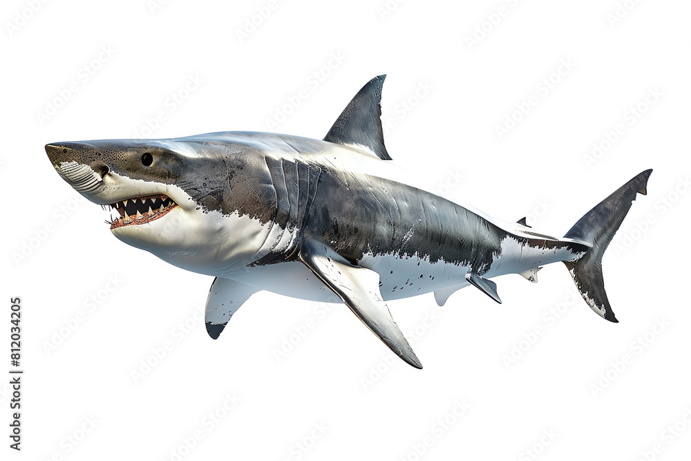 Wall mural shark isolated on white transparent background