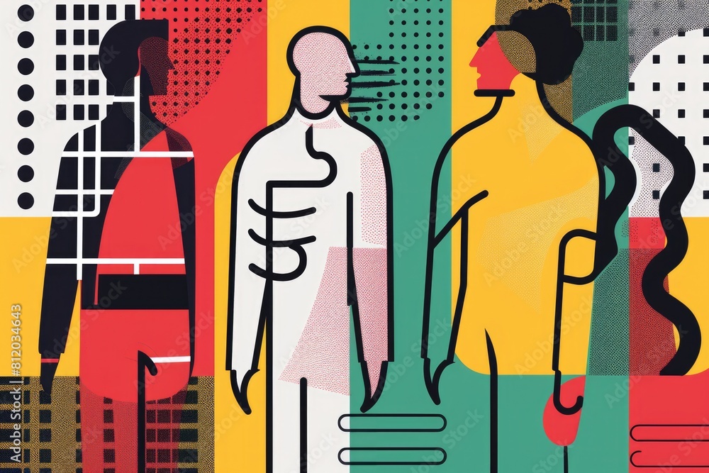 Poster a diverse group of individuals standing in unity. suitable for teamwork concepts