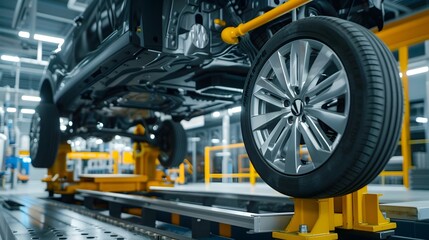 Automated Wheel Durability Testing in Industrial Manufacturing Environment - obrazy, fototapety, plakaty