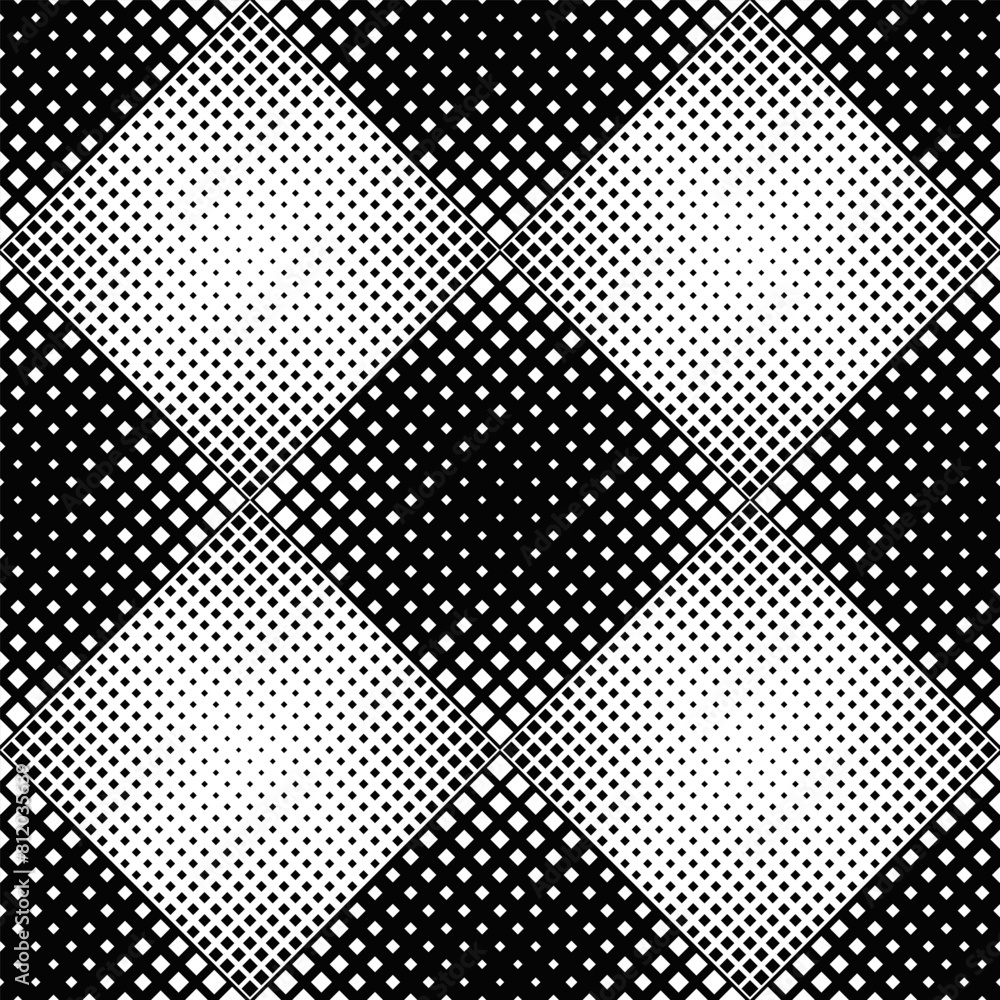 Poster geometrical seamless square pattern background - black and white abstract vector design from diagona