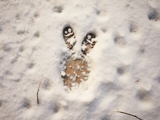 Seasonal photo of a baby s footprints in the first snow, capturing the contrast and the fleeting moments of childhood