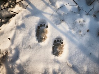 Seasonal photo of a baby s footprints in the first snow, capturing the contrast and the fleeting moments of childhood