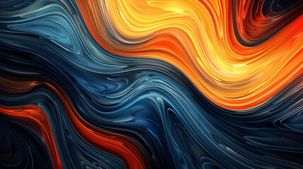 Dynamic Flowing Abstract Waves in Orange and Blue