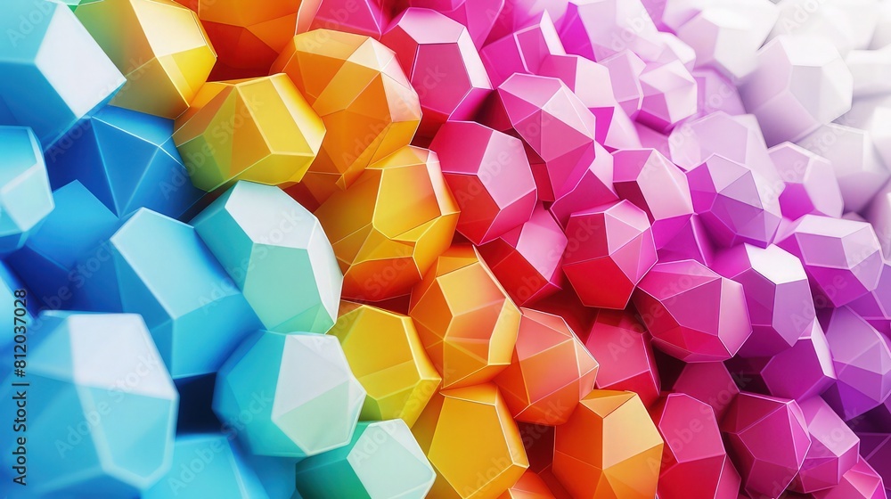 Poster a playful and creative display of geometric shapes on an abstract background, showcased against a so