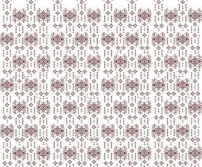 a white background with a red pattern on it.This image features a seamless pattern with a delicate floral design. The pattern consists of intricately detailed roses and foliage arranged in a repetitiv