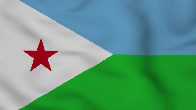 Djibouti flag is waving 3D animation. Djibouti flag waving in the wind. National flag of Djibouti. flag seamless loop animation. mp4