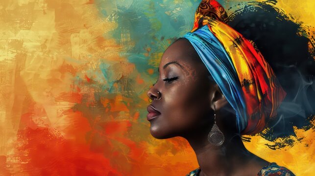 Black woman watercolor painting style banner