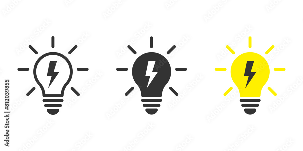 Poster lightning in light bulb icon. light bulb symbol with a lightning bolt inside. vector illustration.