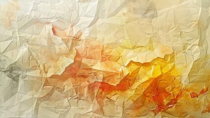 The image is an abstract painting with a crumpled paper texture