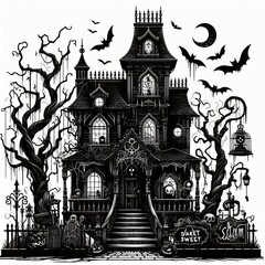 illustration of a halloween house