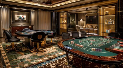 A luxury suite within a casino, offering exclusive gaming and accommodation for VIP guests
