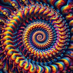 Psychedelic, spiral pattern, pulsating with color, digital art - obrazy, fototapety, plakaty