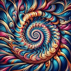 Psychedelic, spiral pattern, pulsating with color, digital art - obrazy, fototapety, plakaty