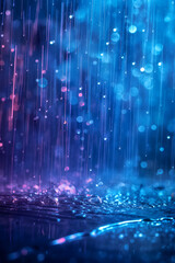 Enchanting Rainfall at Night: A Mystical Display of Light and Water - obrazy, fototapety, plakaty