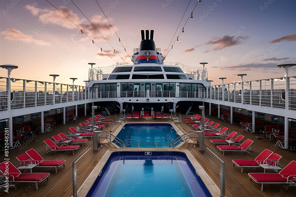 Wall mural cruise ship at sunset