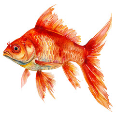 Fototapeta premium watercolor painting of sea fish isolated on transparent background.