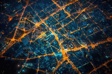 Urban Nightscape: Glittering City Lights from Above