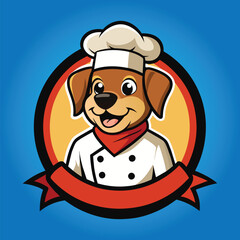 Chef cook dog mascot logo design vector illustration