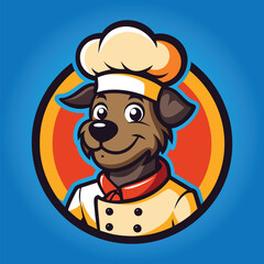 Chef cook dog mascot logo design vector illustration