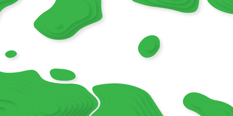 Abstract Luxury paper cut background, Green and white wave papercut topology.