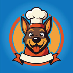 Chef cook dog mascot logo design vector illustration