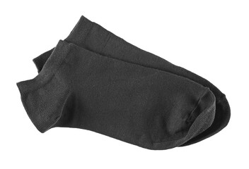 New sports black cotton socks pair isolated on white	