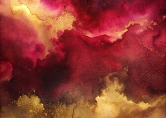 abstract watercolor gold red background