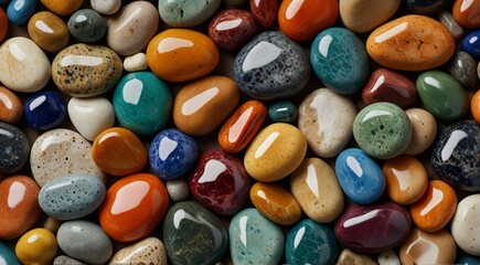 bunch of different colored rocks, smooth rocks, - Powered by Adobe