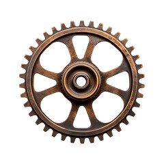 Rusty old cog wheel isolated on transparent background