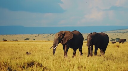 Obraz premium Elephants on the Masai Mara Kenya