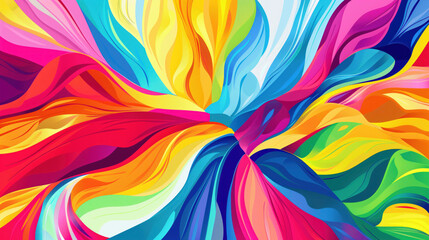 Groovy psychedelic background. Doodles, rainbow colors, summer. Vintage background, cool wavy lines in 1960s style.