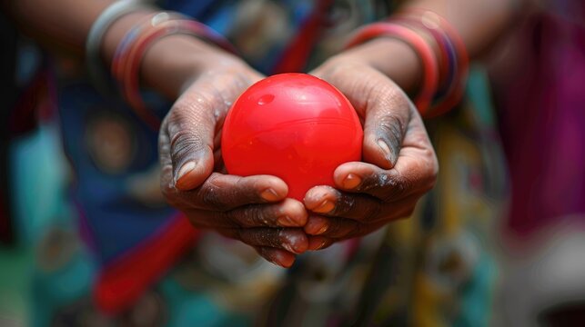 A blood donor participated in a blood donation camp at Balaji Temple in Vivek Vihar Delhi India holding a bouncy ball in hand to mark World Blood Donor Day on June 14 annually